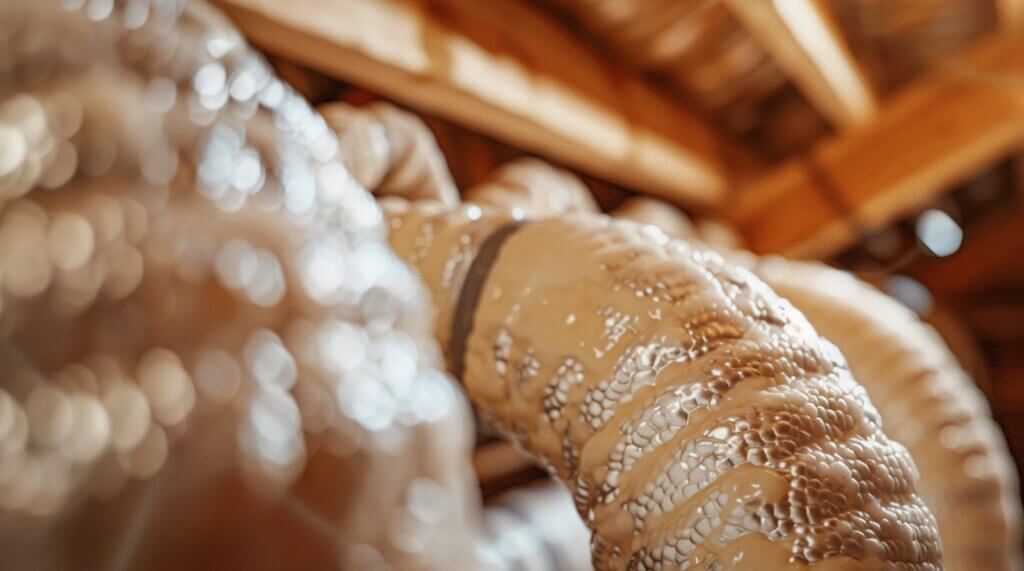 pipes wrapped in spray foam insulation